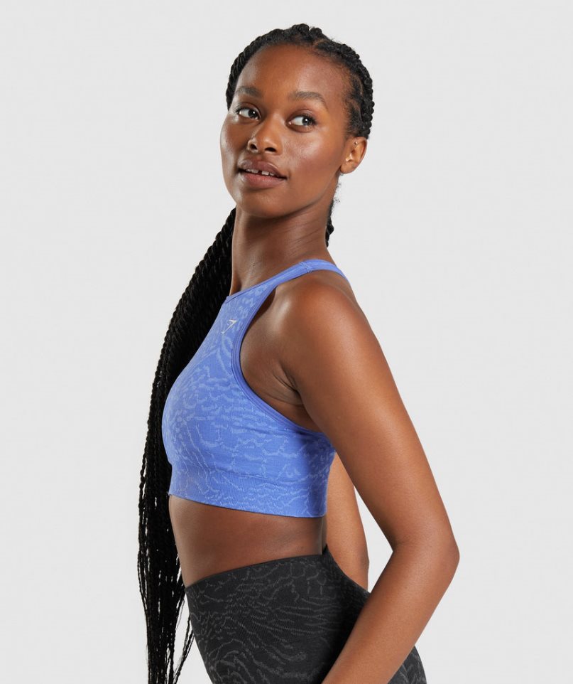 Women's Gymshark Adapt Animal Seamless Sports Bra Blue | CA 76D31A